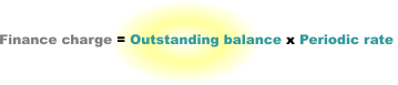 Finance charge = Outstanding balance x Periodic rate